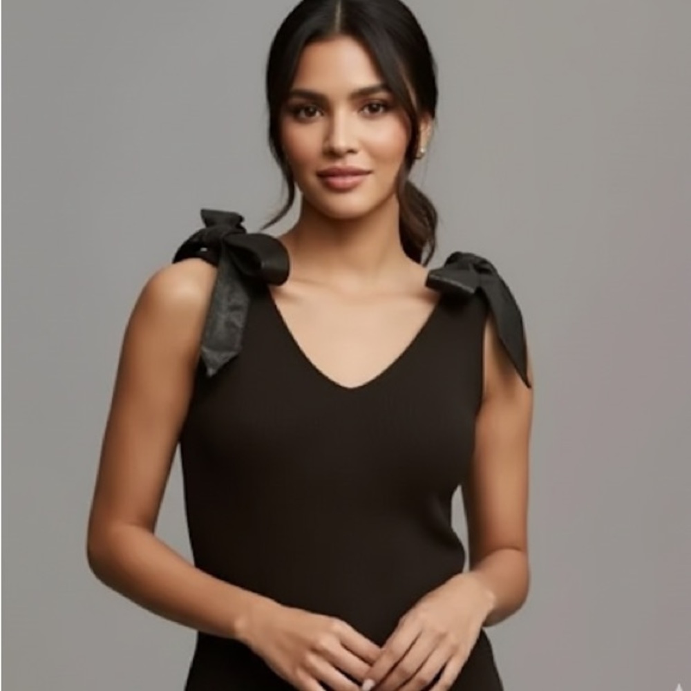 Black Sleeveless Top with Bow Straps